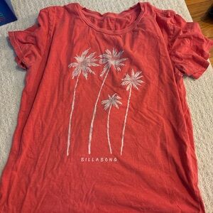 Billabong Red and White Short Sleeve Tee